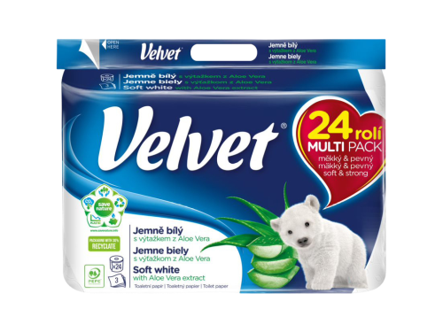 Velvet Soft White toaletní papír 3vrstvý 24 rolí