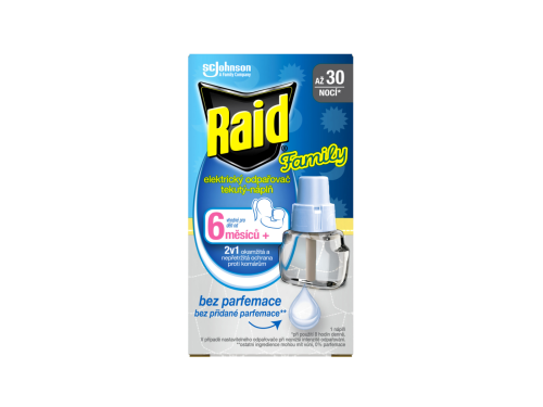 Raid Family Elektrický Odpařovač proti komárům - Náhradní Náplň 30 nocí, 21 ml